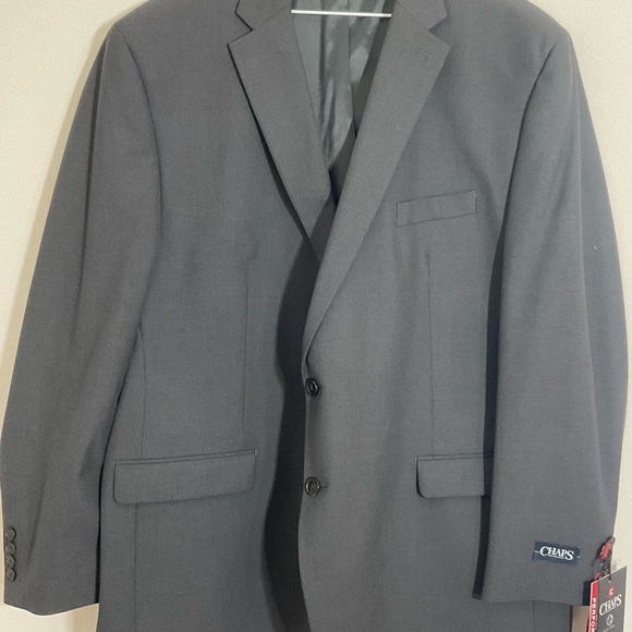 Chaps Mens Sport Coat Grey 52R Stretch Blazer Jacket Two Button New With Tags - Picture 1 of 8